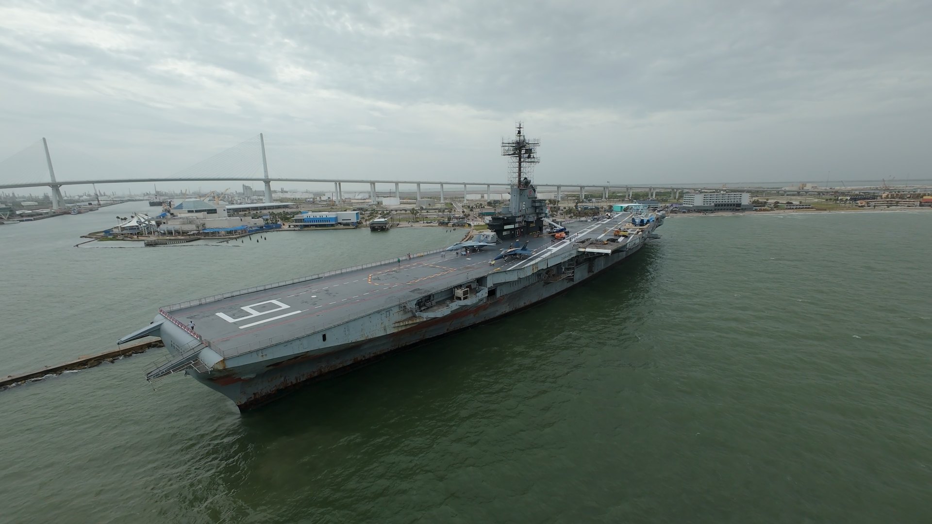 Cinematic orbit around the USS Lexington